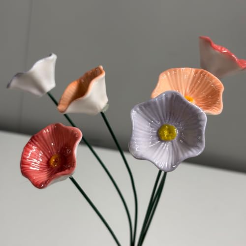 Ceramic Bee Watering Station for Garden | 6Pcs 25cm Bee Blossoms for Water Ceramic | Pollinator Feeder Flowers for Bees | Water Drinking Station Bowl | Rain Catcher Mini Bird Baths On Stakes