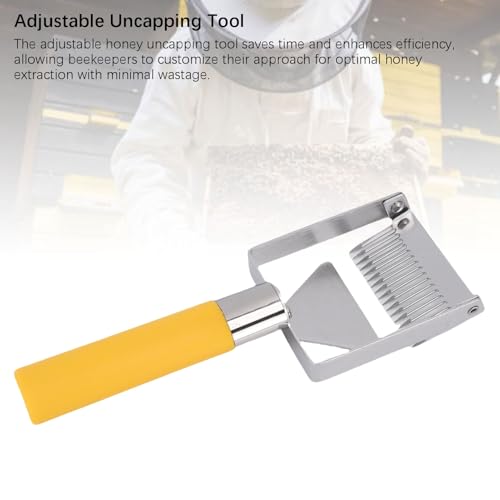 Honey Uncapping Fork Scraper Tool Stainless Steel Honeycomb Honey Scraper with Adjustable Plastic Handle, Beekeeping Beekeeper Equipment for Bee Hive Care Harvest