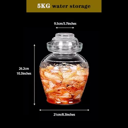 Old Traditional Relief Design Pickle Jar, Water-Tight Fermentation Tank with Lid, Pickled Vegetable Pickling Crock, Glass Storage Bottle(5kg/176.4oz) - size: 5kg/176.4oz