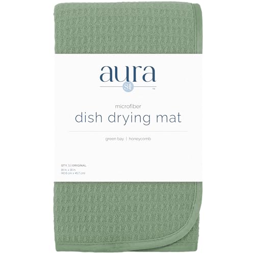 S&T INC. Dish Drying Mat, 16" x 18", Large, Sage Green | Absorbent Microfiber, Kitchen Counter Mat for Dishes, Utensils, Pots and Pans, Machine Washable - size: 16" x 18"