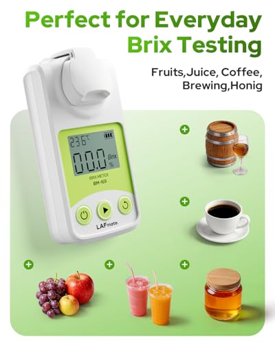 Digital Brix Refractometer 0-95% LAFMATE Brix Mater for Honey Maple Syrup, Sugar Refractometer with ATC for Winemaking Homebrewing - size: 0-95%