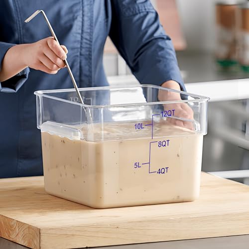 4 Pack 12 Quart Food Storage Containers with Lids, Polycarbonate Square Commercial Food Containers, NSF, Clear, New Version - color: 12Qt-New Version