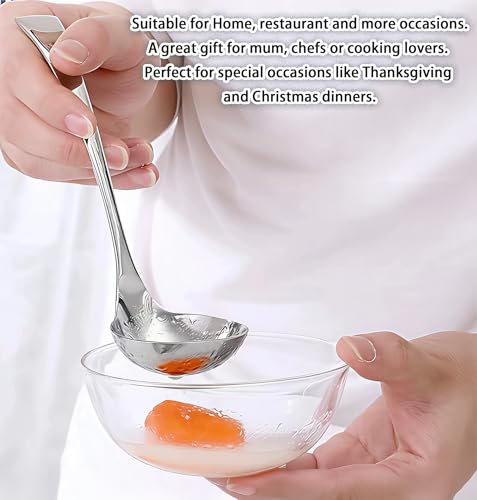 Comicfs Gravy Ladle, 18/10 Stainless Steel Soup Ladle, Small Soup Ladles, Sauce Ladles, Small Serving Spoon, Solid Serving Spoon, Dishwasher Safe, 8-Inch - color: Soup Ladle
