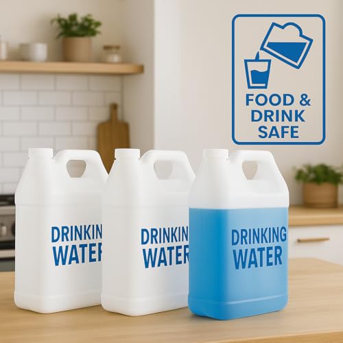 kitchentoolz Empty Gallon Jugs - 1 Gallon Plastic HDPE Storage Containers with Secure Screw Lids - Reusable Water Storage Bottles for Home, Pantry, Gardening & Household Utility Use - Pack of 6 - size: Pack of 6 Bottles