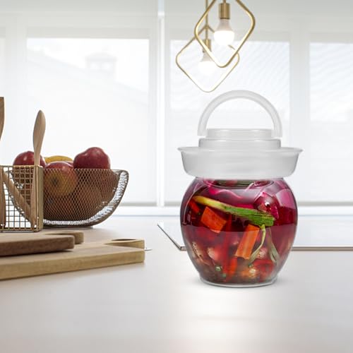 Veemoon 6pcs 200ml Fermenting Pickle Jars with Sealing Airlock, Household Vegetable Pickling Containers for Kitchen Food Storage