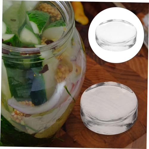 DECHOUS Fermenting Glass Weight for Pickle Jars Natural Round Stone Compact Heavy Stone Lid for Kimchi Sauerkraut Cucumber Fermentation Fits Standard Wide Mouth Jars