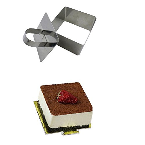 Ruilogod Stainless Steel DIY Small Mousse Ring Lamy Cheese Cake Food Moulding Tool(Square) (id: ffa ee6 a85 6c8 8f0