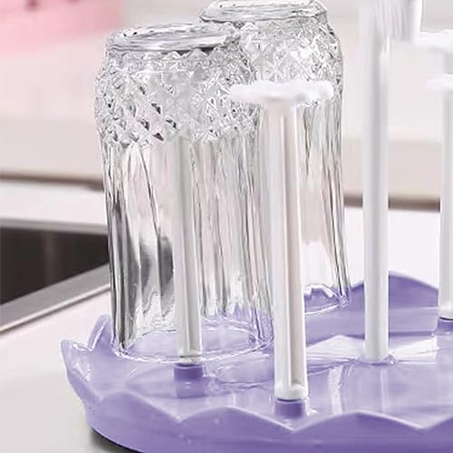 Bottle Drying Rack,Swan Cup Holder,Mug Holder with Rotating Drain Tray;Stylish Swan Head Design;Ideal for Kitchen,Dining,Living Room;Coffee Mug Holder(Purple)