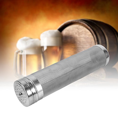 AUNMAS Beer Dry Filter, 300 Stainless Steel Homebrew Beer Wine Strainer Mesh Keg with Small Hanging Hoop for Home Beer Brewing Kettle, 11 x 2.7Inch