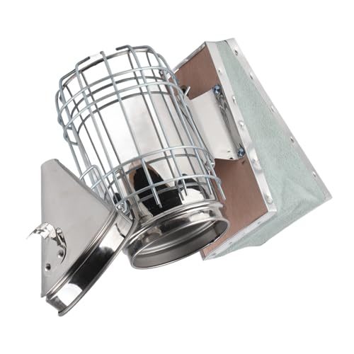 Stainless Steel Beekeeping Smoking Tool with Heat Shield Protection Hook Durable Leather Bellows