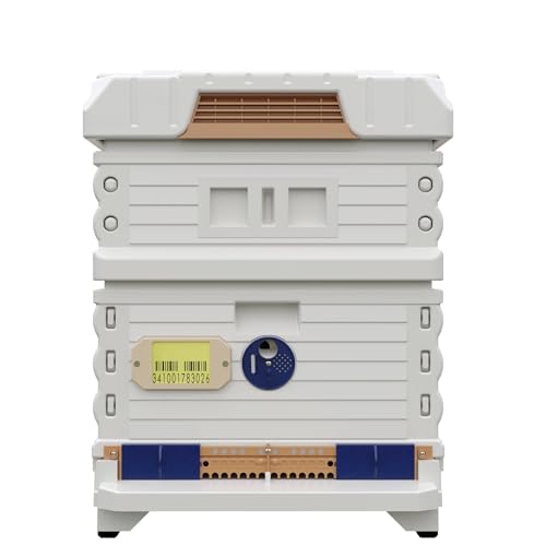 Apimaye Ergo Insulated 10 Frame Hybrid 1 Deep 1 Medium Beehive Set (White Body Blue Entrance)