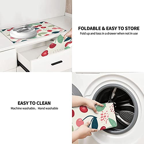 Large Dish Drying Mats For Kitchen Counter Microfiber Kitchen Drying Mat XL Draining Pad Absorbent Quick Drying Dish Mat 18x24 Inch - Cherry - color: Cherry