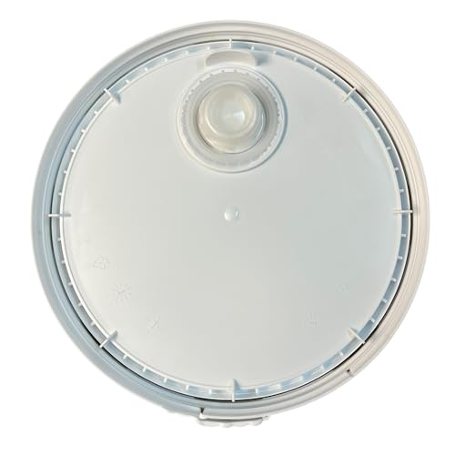 5 Gallon White Bucket with Pour Spout Lid - 90 Mil Food Grade Plastic Pail, BPA Free, Airtight Seal, Rubber Seal for Storage (1)