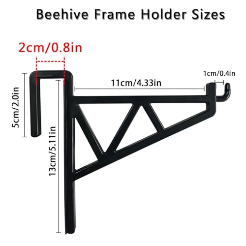 6Pcs Beehive Inspection Bracket,Beehive Frame Holder Frame Perch Beekeeping Bracket Rack for Beekeepers Bee Hive Stand Beehive Hanger Beekeeping Equipment Beekeeping Supplies Tool (Black)