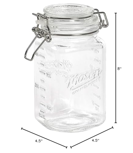 Mason Craft & More Airtight Kitchen Food Storage Clear Glass Clamp Jars, 50 Ounce (1.5 Liter) Medium Clamp Jar - size: 50 ounce (1.5 liter) Medium Jar - Pack of 1