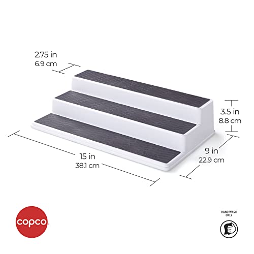Copco 2555-0188 Non-Skid 3-Tier Spice Pantry Kitchen Cabinet Organizer, 15-Inch, White/Gray (Pack of 2) - size: 15-Inch (Pack of 2)