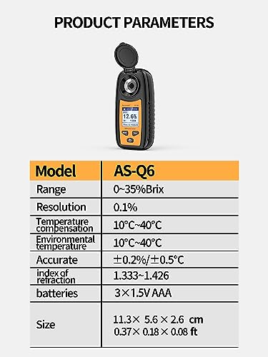 Digital Sugar Brix Refractometer brix Meter Automatic Temperature Compensation Range 0-35%,±0.2% Precision, Perfect for Fruits, Juices, Vegetables, Drinks and Coffee