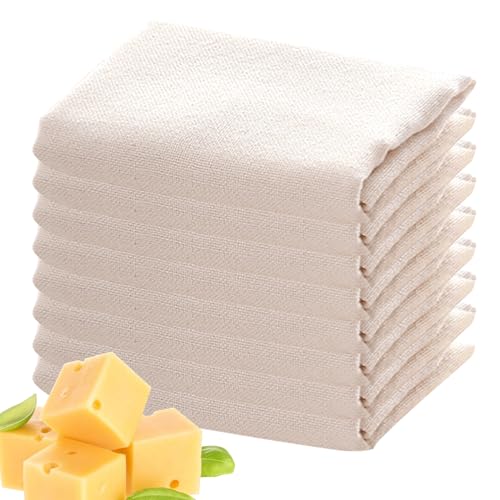 8Pcs Cheesecloth, 20x20 Inch Cheese Cloths, Unbleached Cotton Cheesecloth for Cooking, Reusable Ultra-Dense Strainer for Juicing Filtering Canning