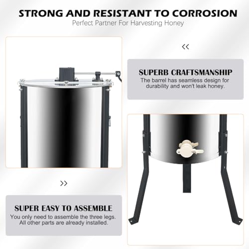 Honey Lake 4/12 Frame Manual Honey Extractor, Food Grade Stainless Steel Honeycomb Drum Spinner with Transparent Lid, Beekeeping Equipment for Honey Extraction with Height Adjustable Stand - size: 12 Frame Rack (4 Deep Frames)