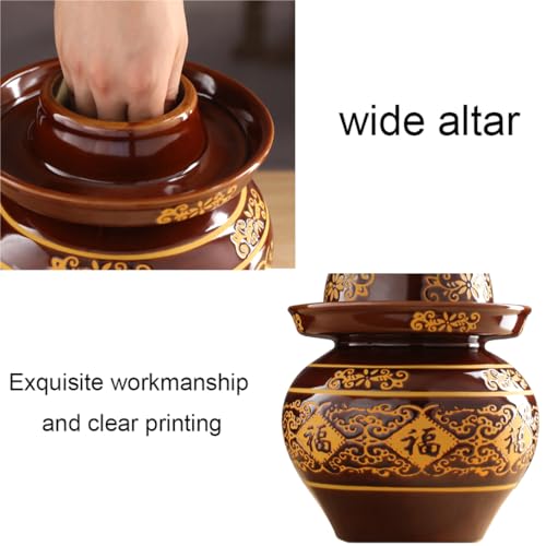 Ceramic Pickle Jar with Lids,Large Traditional Chinese Porcelain Pickle Jar Pickling Jars,Ceramic Fermentation Crock with Water Seal Airlock Lid,Sauerkraut Crock 5KG (3KG - size: 3KG