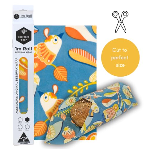 Honeybee Beeswax Bread Bag Sheets - Bird Pattern - Reusable Beeswax Wraps for Food - Certified Organic Cotton Beeswax Roll - Plastic Wrap & Sandwich Bags Alternative - Made in Australia - 40’’ x 13’’ - color: Bird