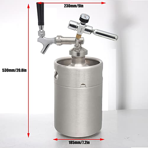 Mini Stainless Steel Beer Keg,Portable Home Dispenser System to Keep Fresh for Home Kitchen Brewing Beer,Keeps Carbonation for Craft Beer Draft and Homebrew,8L - size: 8L