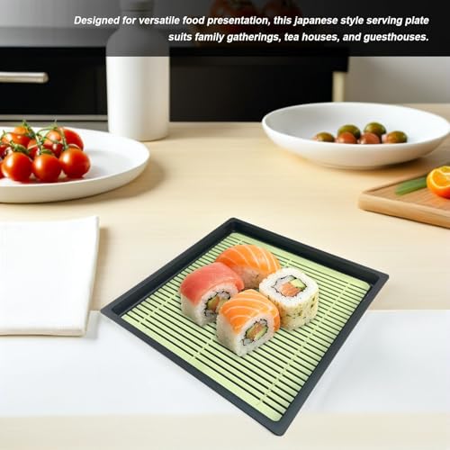 Japanese Dinnerware Tray: Cold Noodle Special Plate - Sushi Serving Tray - Square Plastic Pasta Bowl For Draining Dumpling Sushi Restaurant With Drainboar
