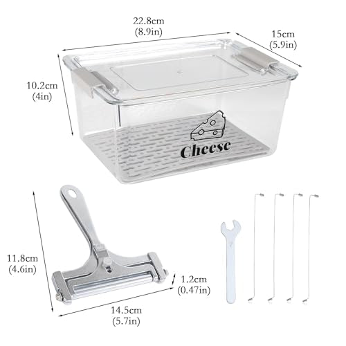 Cheese Container for Refrigerator with Cheese Slicer Kit,Cream Cheeses Container with Lid,BPA-Free Shredded Cheddar Cheeses Deli Meat Storage Containers for Fridge Organizers and Storage Box