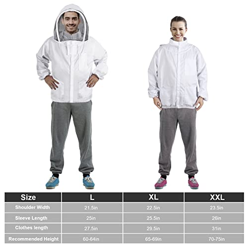 Beekeeping Jacket for Men Women,Polycotton Bee Jacket with Veil Hood,Beekeeper Jacket,Bee Keeper Suite Suitable for Professional Beekeepers and Beginners(XL) - size: X-Large