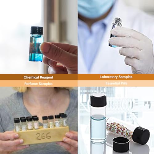 ALWSCI Sample Vial, Clear Glass 24-400 Thread Storage Vial, 20 ml Capacity, 27.5 mm I.D. x 57 mm with 24-400 Black Closed Cap, PE Liner, pack of 100 - color: Clear, size: 27*57mm & 20ml (5dram)
