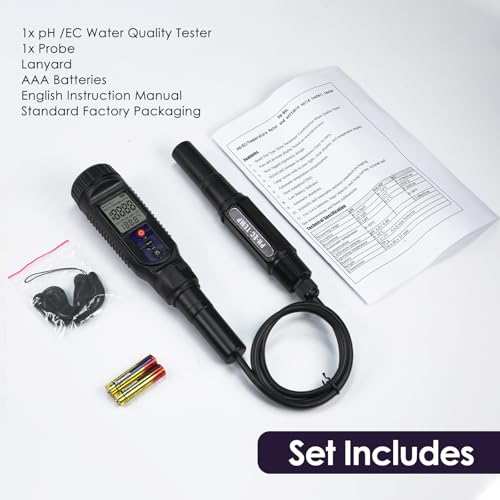 pH Meter for Food 3-in-1 Digital pH EC Temperature Meter with ATC, Food pH Tester for Checking Fermentation/Bread Dough/Sausages, Waterproof pH Probe Meter for Cosmetics, Solid and Soft Soil Sample