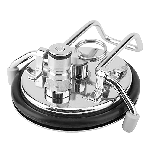Carbonation Cap, Cornelius Style Keg Lid, Stainless Steel, with Built-in 0.5 Micron Diffusion Stone, Lock Post, for Homebrew Beer Kegs, Includes 2ft Beer Line
