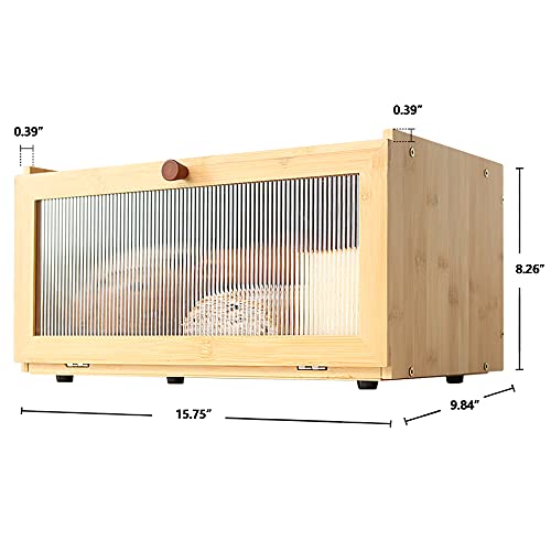 ETMI Bamboo Bread Box for Kitchen Counter-Large Capacity Bread Storage Container Farmhouse Bread Box with Window Bread Holder - color: Bamboo