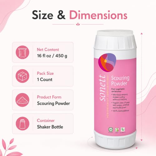 Sonett Scouring Powder Organic - Biodegradable Cleaner, 16 oz (Pack of 1)