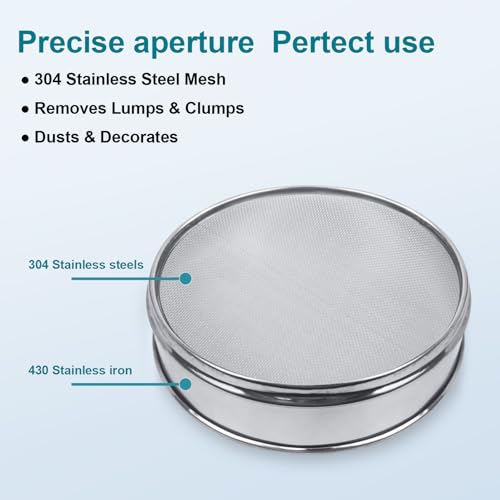 304 Stainless Steel Mesh Lab Sieve, 20 Mesh (0.9mm) Aperture Test Sieve, 7.9Inch(20cm) Diameter Economy Standard Analysis Sample Test Sieves for Industrial Laboratory Homes - size: 20Mesh(0.9mm)/ะค7.9in