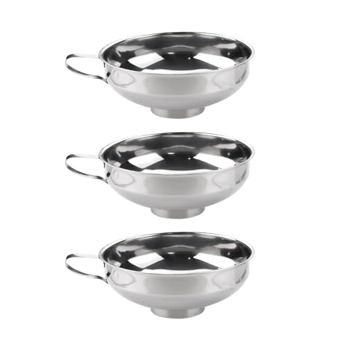 3PCS Stainless Steel Canning Funnel, 5.8in Large Funnel Wide Mouth with 2.2in Spout, Versatile Kitchen Funnels for Filling Bottles, Fits Oil, Jam, Honey & Flour, Canning Accessories