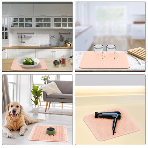 ZLR 4-in-1 Silicone Mat 12" x 12" / 305 x 306mm Square - Dish Drying Mat, Air Fryer Mat, Coffee Maker Pad & Heat Resistant Trivet (up to 450°F) - Non-Slip Food-Grade BPA-Free (Peach Pink) - color: Peach Pink, size: 12" x 12"