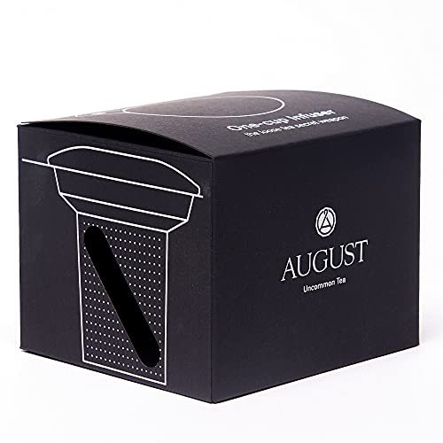 August Uncommon Tea Infuser – 18/8 Stainless Steel Mesh Tea Strainer with Silicone Lid – Extra Fine BPA Free Loose Leaf Tea Filter – Fits Most Mugs and Teapots (L 4.25" x W 4.125" x H 3.5)