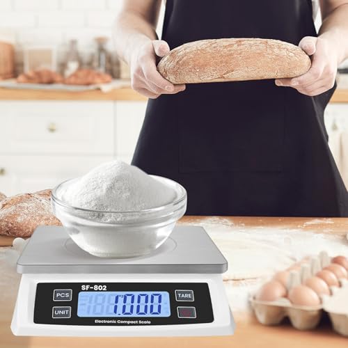 Large Digital Kitchen Scale 30kg/66lb Food Scale for Baking Cooking Stainless Bread Scale with LCD Display Counting Scales for Coins Adapter Included(Stainless White) - color: Stainless white