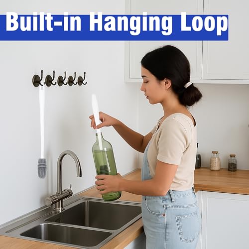 2 Packs Long Handle Bottle Brushes, Water Bottle Cleaner for Washing Narrow Neck/Mouth Bottle - color: White