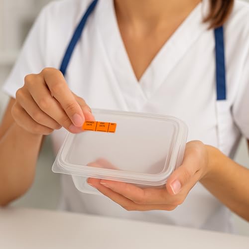 Expiration Date Stickers, Opened & Expiration Date Labels, 800 Fluoro Orange Write-On Stickers, 0.5" x 1.5" (12mm x 40mm) - style: Opened Date/Exp. Date/Int.