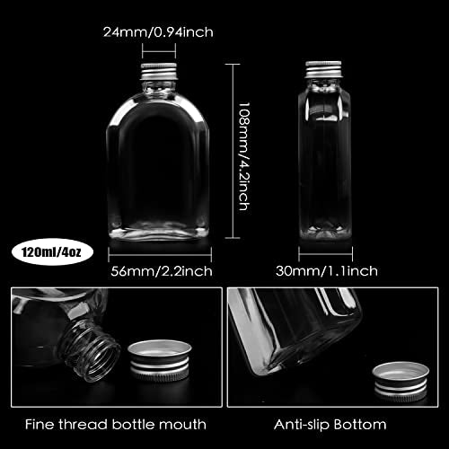 Plastic Bottles with Caps,24 Pack Clear Juice Bottles Flask Bottle Reusable Mini Beverage Container,Clear Bulk Drink Containers with Lids for Juicing, Smoothie, Drinking and Other Beverages (4 Oz)