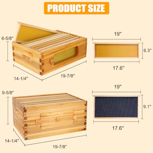 BeeCastle 8 Frame Langstroth Beehive, Beeswaxed Coated Starter Kit with Beehive Frames and Waxed Foundations (1 Deep Box & 1 Medium Super) - size: 1 Super &1 Deep Box