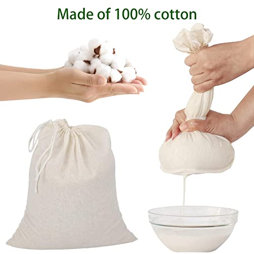 Natural Cotton Drawstring Muslin Bags, 6 x 8 inches, 20 PCS | Reusable, Unbleached Cotton, Cheesecloth, Coffee Tea Brew, Nut Milk Bags - size: 6 x 8 inches