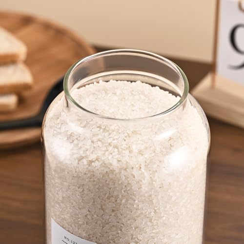 2 Pack Large Glass Storage Jars with Airtight Bamboo Lids, 95 FL OZ/2800 ml, Perfect for Kitchen Counter & Pantry Storage – Ideal for Flour, Sugar, Coffee, Rice, Nuts and More, - size: 94oz*2