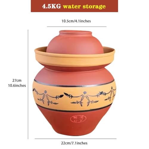 Old-Style Unglazed Fermentation Tank, Water-Sealed Kimchi Jar, High-Temperature Fired Kaolin, Double-lid Design(4.5kg/158.7oz) - size: 4.5kg/158.7oz