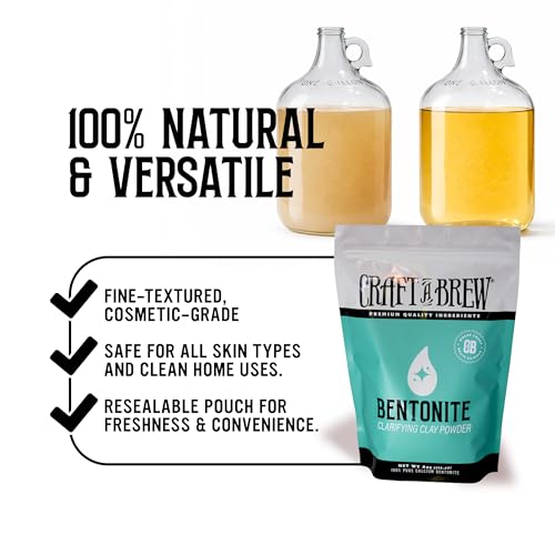 Craft A Brew - Bentonite - Fining Agent & Clarifier - Helps Prevent Cloudiness & Haze - for Better Clarity & Color - 4oz - size: 4 OZ