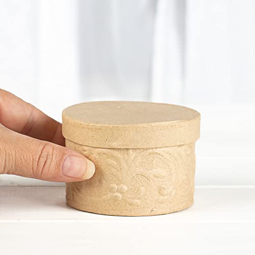 Pack of 12 Paper Mache Round Embossed Boxes by Factory Direct Craft - Round Papier Mache Embossed Boxes with Lids. Use as a Jewelry Box or Small Gift Box. - color: 12 Embossed Round Boxes