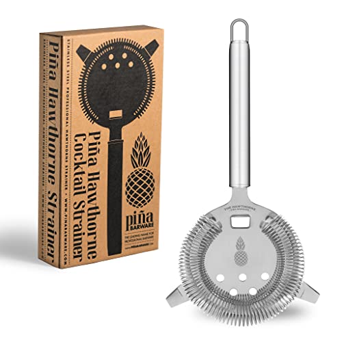 Piña Barware's The Hawthorne - Stainless Steel Commercial Hawthorne Cocktail Bar Strainer, Brushed Finish - color: Brushed Finish, 1 Strainer