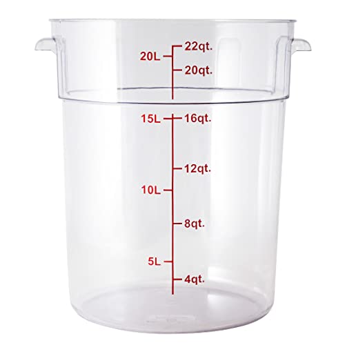 Restaurantware Met Lux 22 Quart Food Storage Containers 10 Round Commercial Storage Containers - Lids Sold Separately With Volume Markers Clear Plastic Food Prep Buckets Space-Saving Storage - size: 22 qt, style: 10 Count